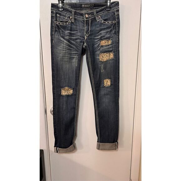 Pepe Jeans Womens Distressed Rolled Cuff Skinny Denim Low Rise Dark Wash Size 26 - Picture 3 of 13